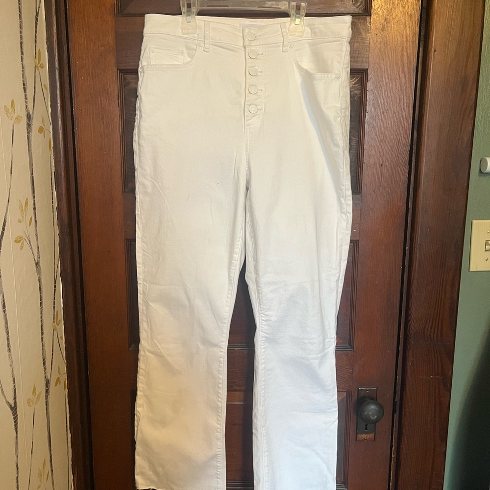 Loft White High-Waisted Button-Fly Jeans